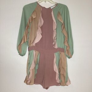 Alexis Winona Ruffled Romper Pink Green Peach Sm